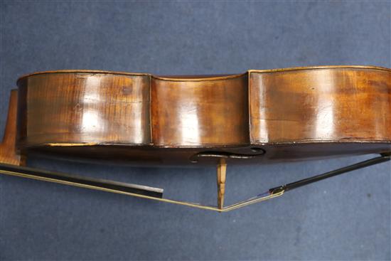 An 18th century cello, labelled Jacobus Stainer in absam prope oe nipontum 1660, in a W. E. Hill & Sons ebonised wood case, Numerous